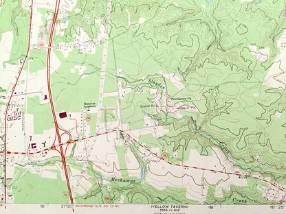 Antique Ashland, Virginia 1969 US Geological Survey Topographic Map – Caroline, Hanover County, Doswell, Garnett Crossing, Gum Tree, VA