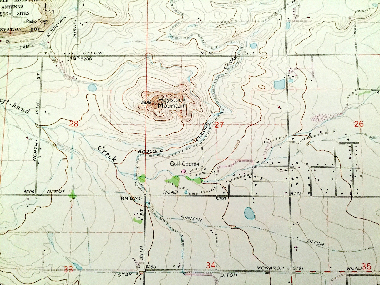 Antique Niwot, Colorado 1967 US Geological Survey Topographic Map – Boulder County, Valmont, Gun Barrel Hill, Teller, Hayden Lake, CO