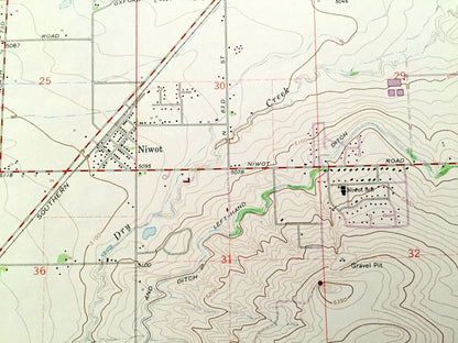 Antique Niwot, Colorado 1967 US Geological Survey Topographic Map – Boulder County, Valmont, Gun Barrel Hill, Teller, Hayden Lake, CO