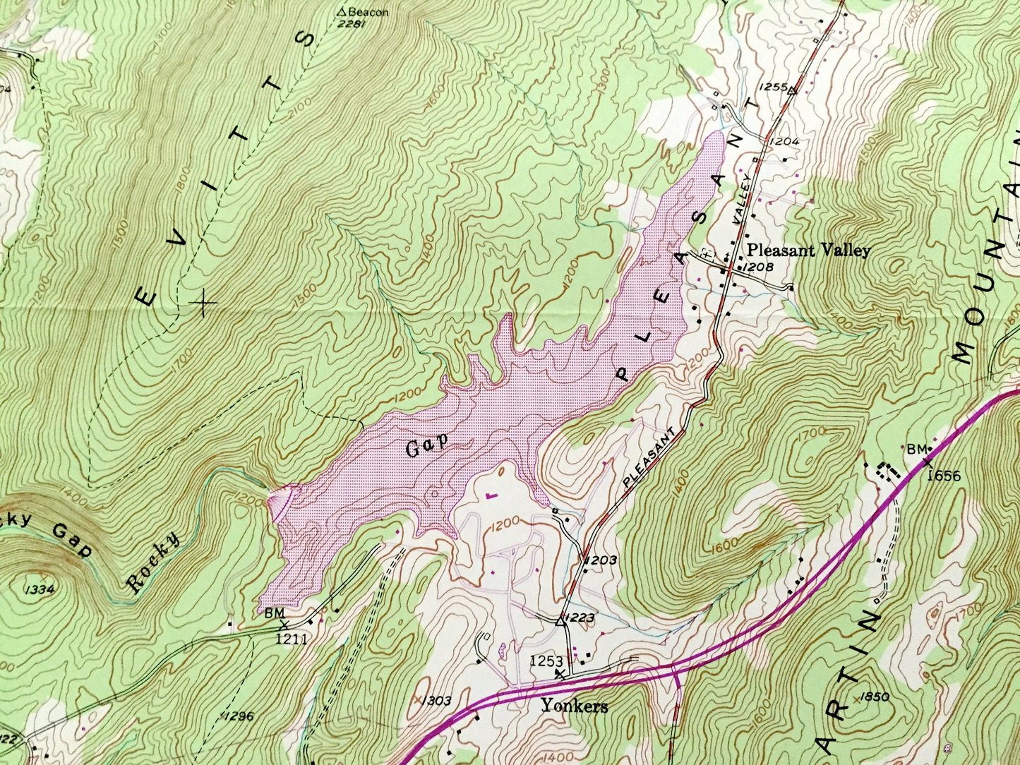 Antique Evitts Creek, Maryland 1949 US Geological Survey Topographic Map – Cumberland, Pennsylvania, Yonkers, Rocky Gap State Park, MD PA