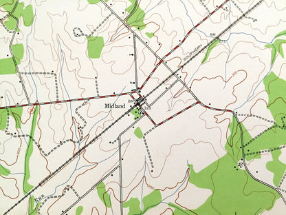 Antique Midland, Virginia 1943 US Geological Survey Topographic Map – Fauquier County, Catlett, Calverton, Bealeton, Morrisville, Elk Run VA