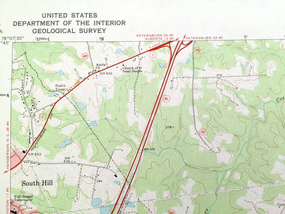 Antique La Crosse, Virginia 1968 US Geological Survey Topographic Map – Mecklenburg, Brunswick County, Brodnax, South Hill, Blackridge, VA