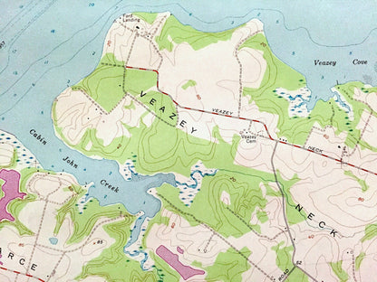 Antique Earleville, Maryland 1958 US Geological Survey Topographic Map – Cecil County, Town Point, Crystal Beach, West View Shores, MD