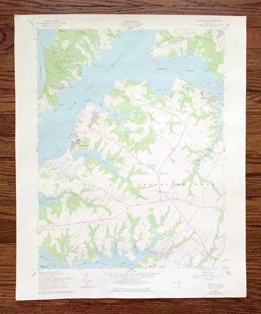Antique Earleville, Maryland 1958 US Geological Survey Topographic Map – Cecil County, Town Point, Crystal Beach, West View Shores, MD