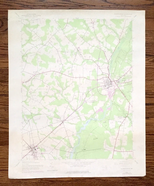 Antique Federalsburg, Maryland 1944 US Geological Survey Topographic Map – Caroline, Dorchester County, Williamsburg, Hurlock, Nichols, MD
