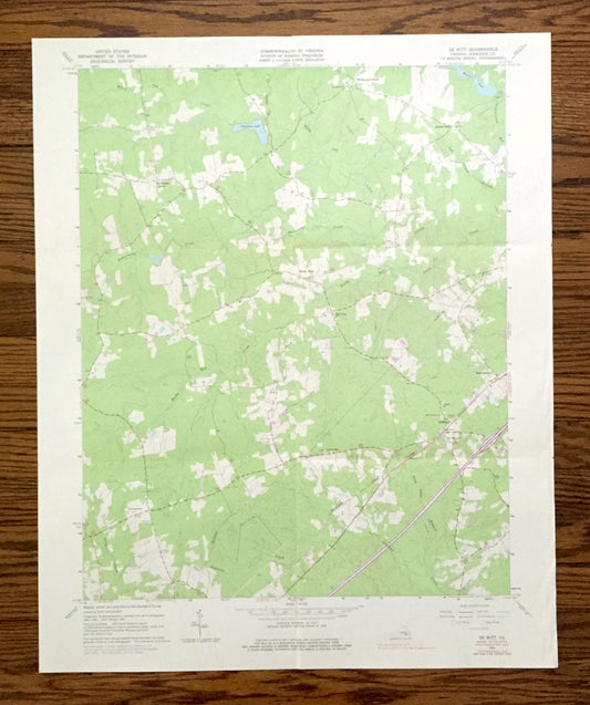 Antique Dewitt, Virginia 1963 US Geological Survey Topographic Map – Dinwiddie County, Butterworth, Colemans Lake, Baptist Church, Farm, VA