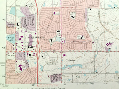 Antique Eastlake, Colorado 1965 US Geological Survey Topographic Map – Thornton, Riverdale, Darlow, Grange Creek, Northglen, Adams County CO