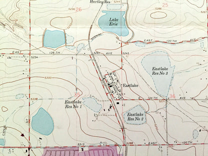 Antique Eastlake, Colorado 1965 US Geological Survey Topographic Map – Thornton, Riverdale, Darlow, Grange Creek, Northglen, Adams County CO
