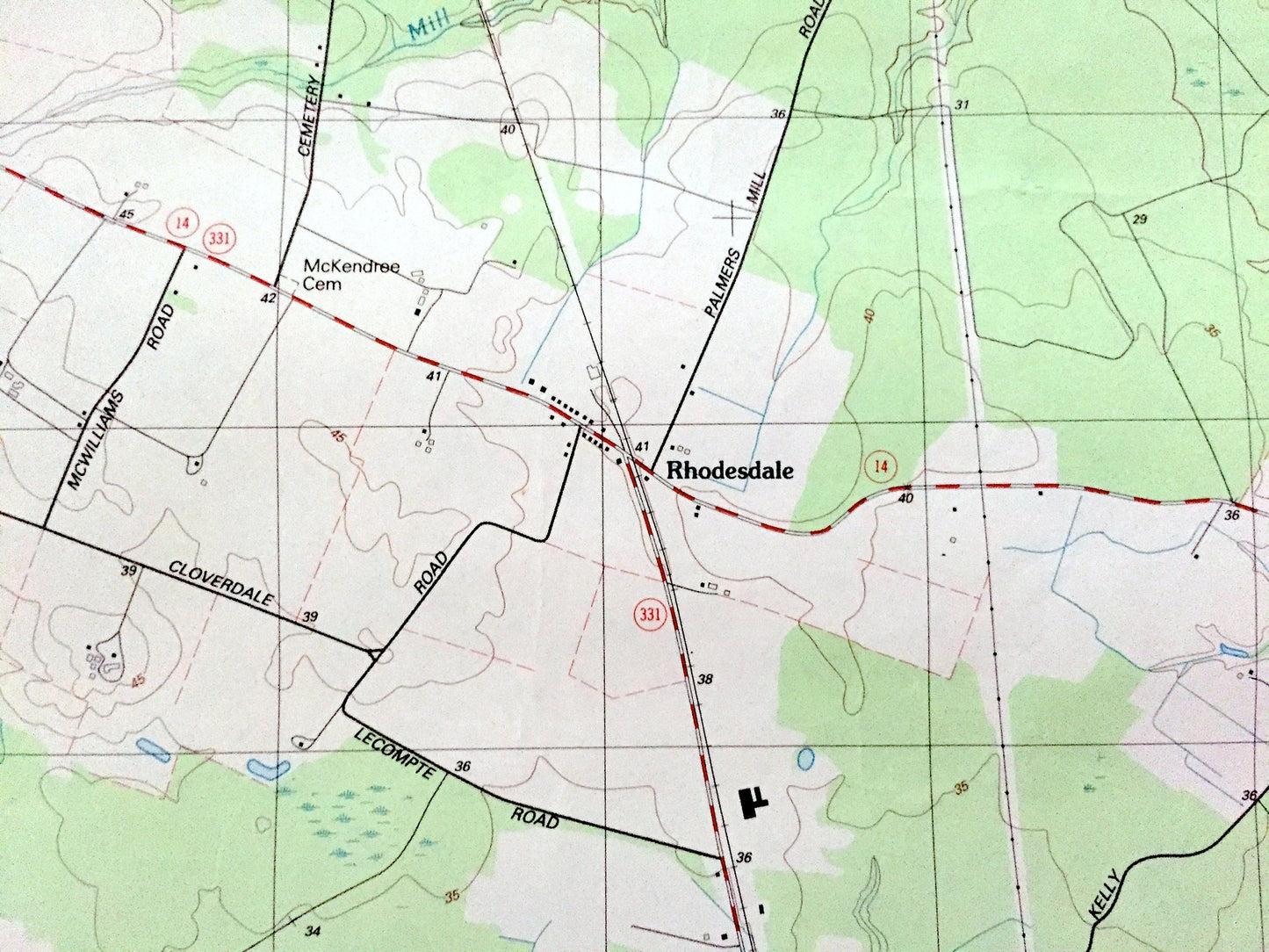 Antique Rhodesdale, Maryland 1988 US Geological Survey Topographic Map – Dorchester County, Hurlock, Eldorado, Brookview, Nanticoke RIver MD