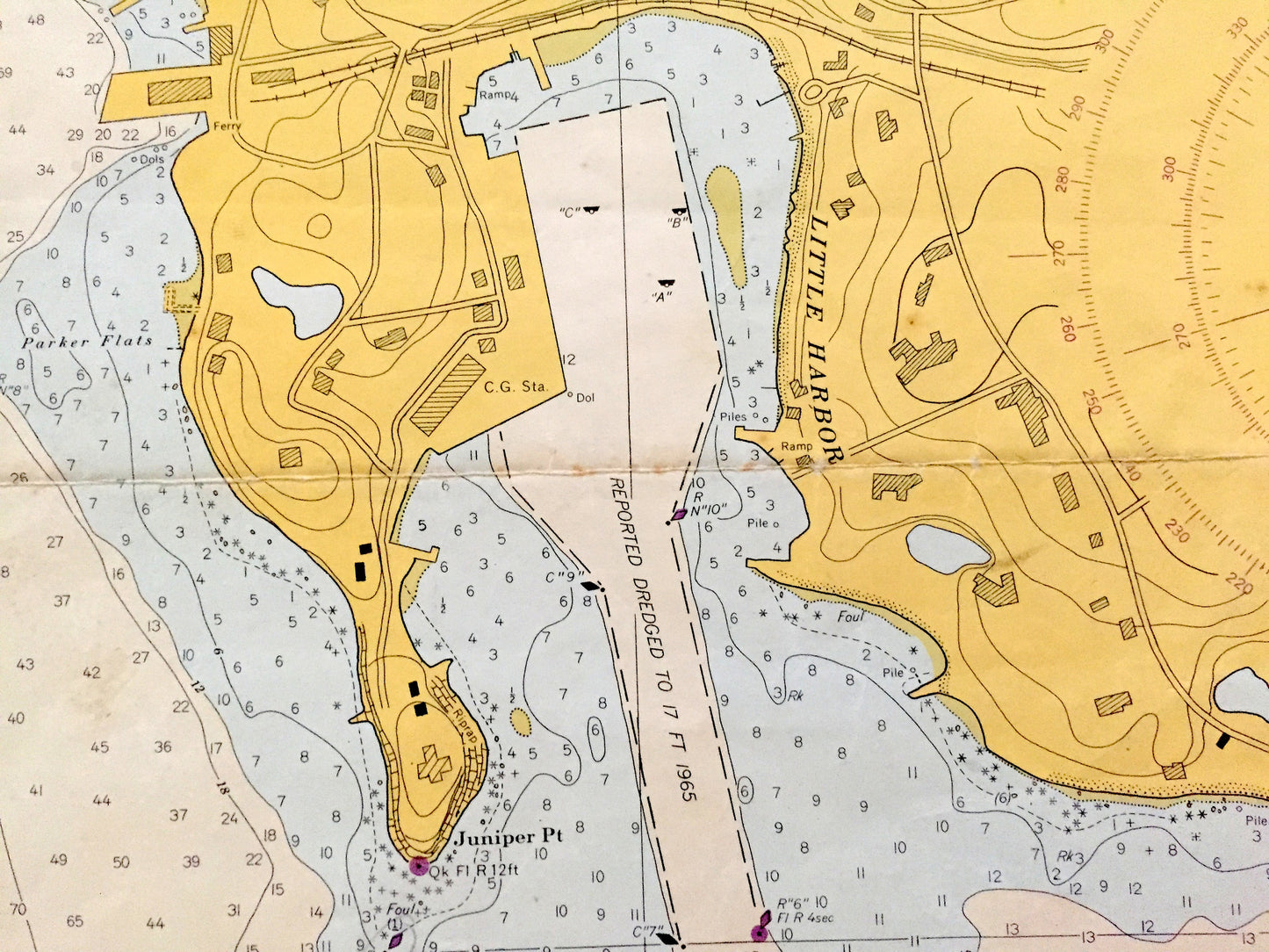 Antique Woods Hole, Massachusetts 1966 US Coast Guard Nautical Map – Falmouth, Cape Cod, Barnstable County, Nobska, Nonamesset Island, MA