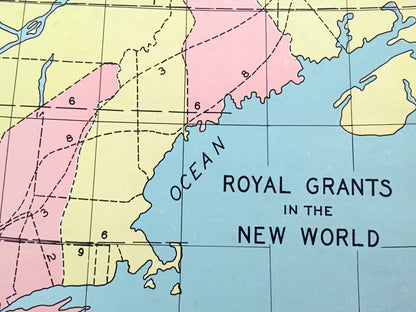 Antique 1941 Royal Grants of the New World Map from WP Munger's Historical Atlas of New York State – Manhattan, Long Island, Adirondacks, NY