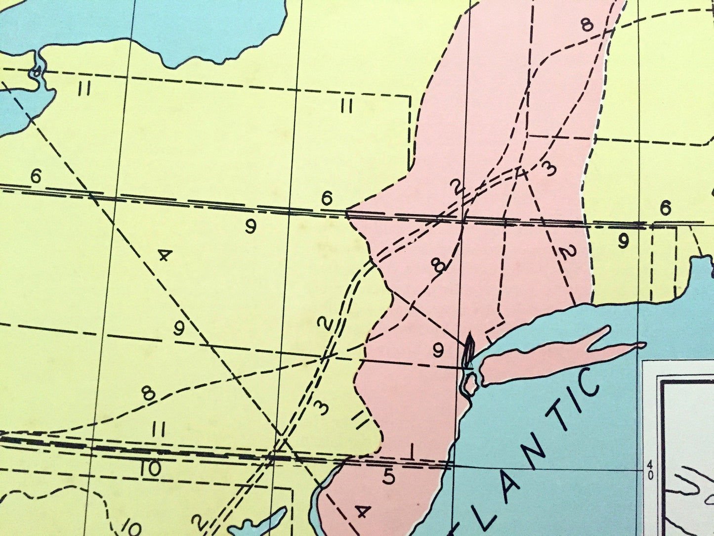 Antique 1941 Royal Grants of the New World Map from WP Munger's Historical Atlas of New York State – Manhattan, Long Island, Adirondacks, NY