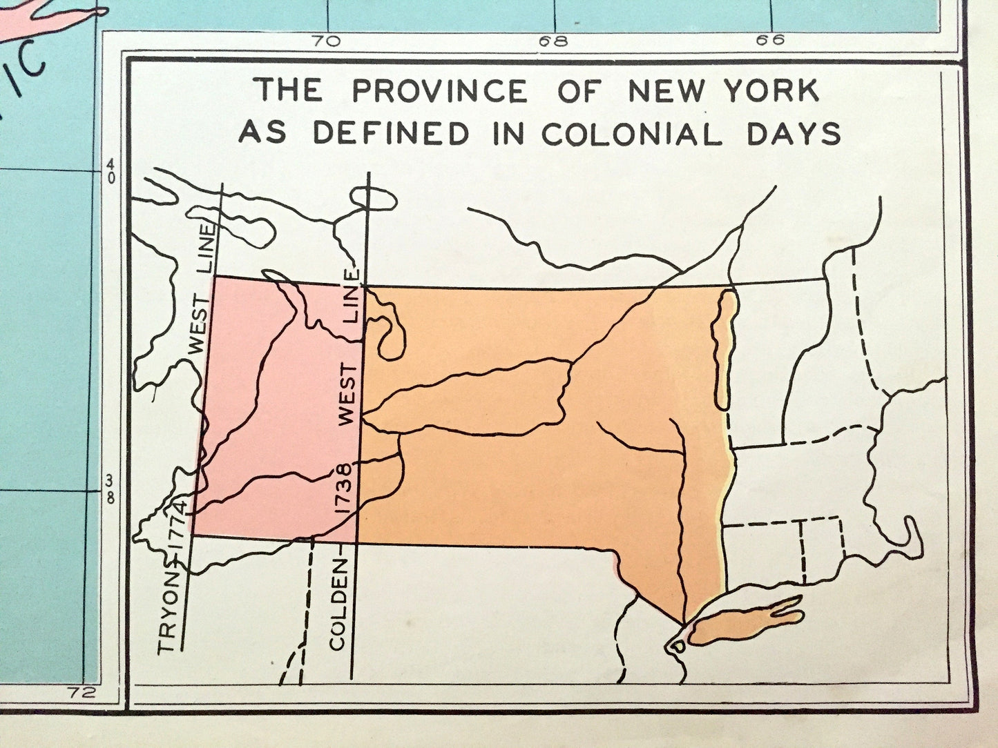 Antique 1941 Royal Grants of the New World Map from WP Munger's Historical Atlas of New York State – Manhattan, Long Island, Adirondacks, NY