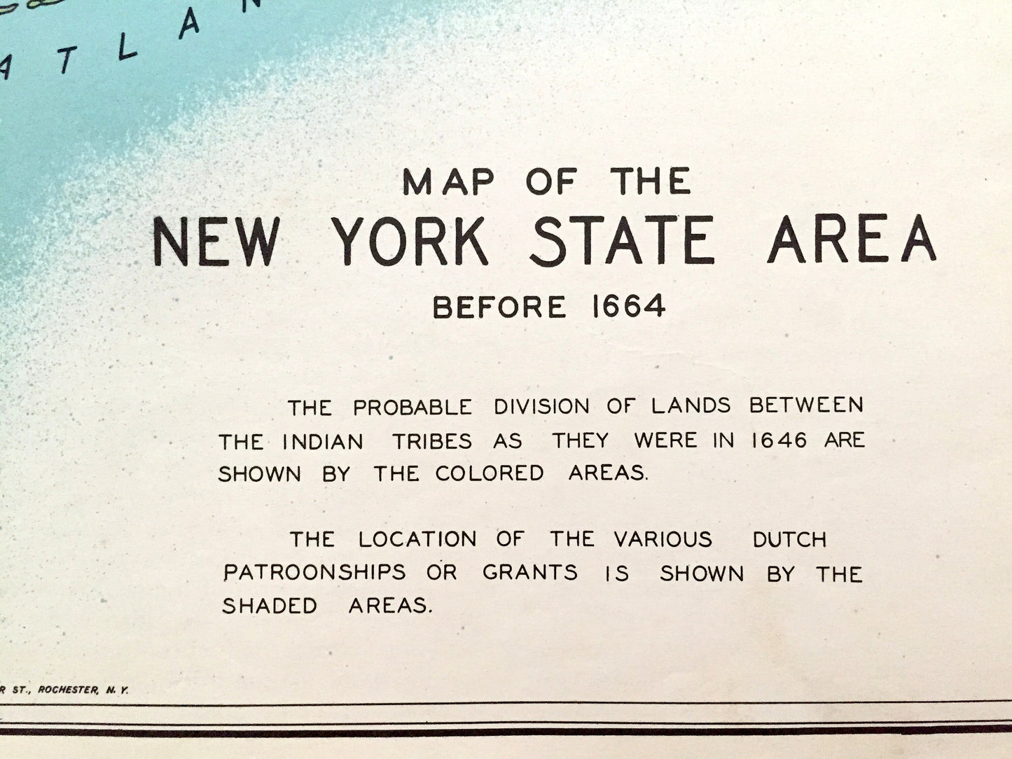Antique 1941 New York Pre-Colonial Map from WP Munger's Historical Atlas of New York State – Manhattan, Long Island, Adirondacks, Boston NY
