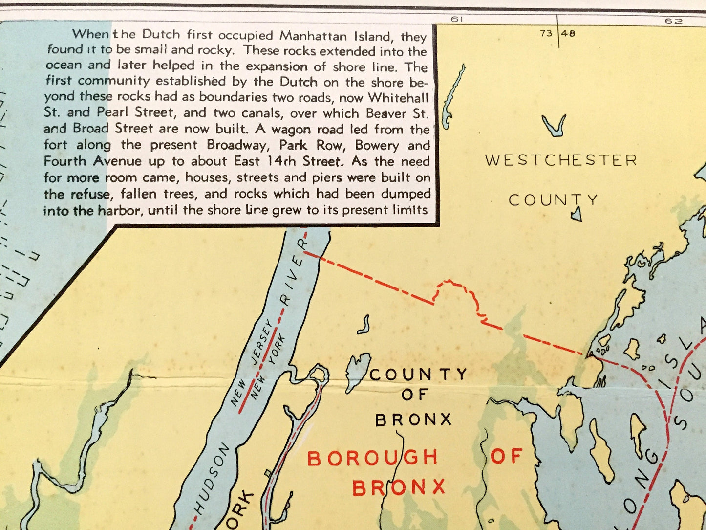 Antique 1941 New York City Borough Map from WP Munger's Historical Atlas of New York State – Manhattan, Brooklyn, Queens, New Amsterdam, NYC