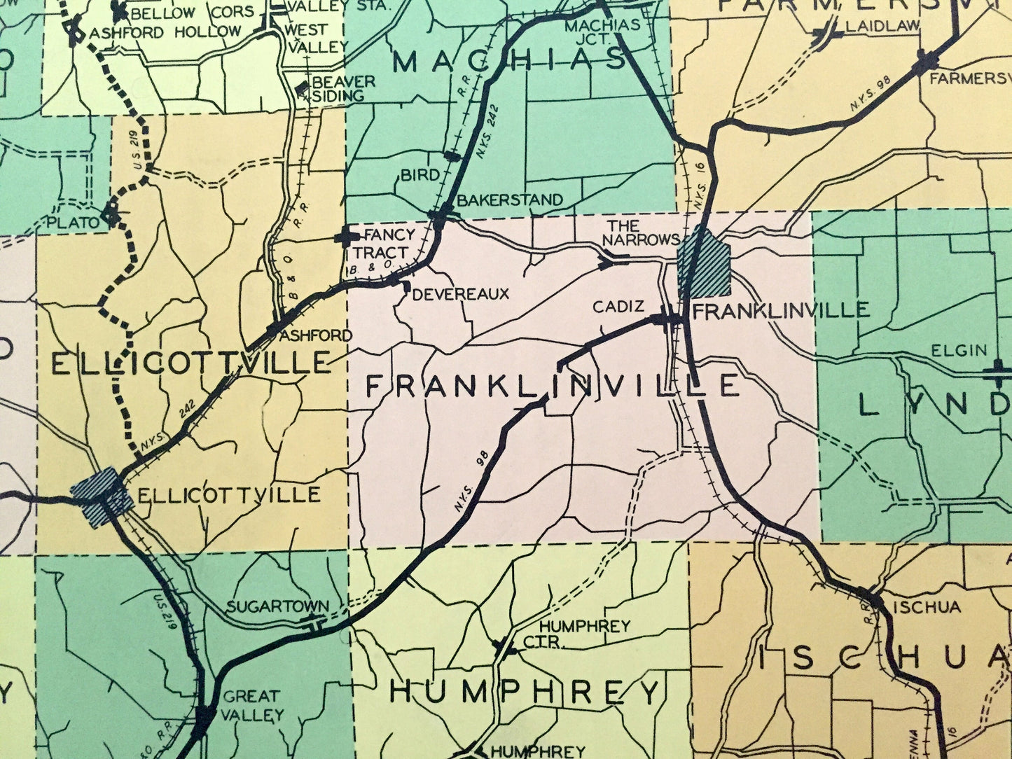 Antique Cattaraugus County, New York 1941 Historical Atlas Map – Little Valley, Randolph, Gowanda, Salamanca, Franklinville, Olean, NY