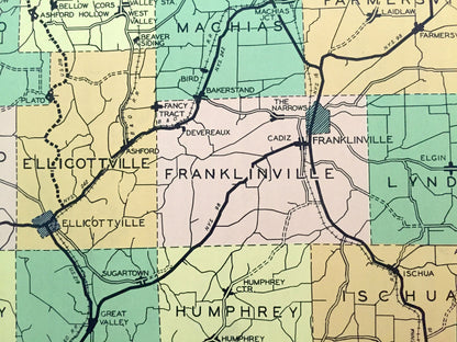 Antique Cattaraugus County, New York 1941 Historical Atlas Map – Little Valley, Randolph, Gowanda, Salamanca, Franklinville, Olean, NY