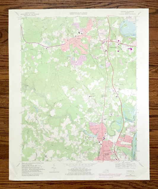 Antique Chester, Virginia 1969 US Geological Survey Topographic Map – Chesterfield County, Colonial Heights City, Dutch Gap Conservation, VA
