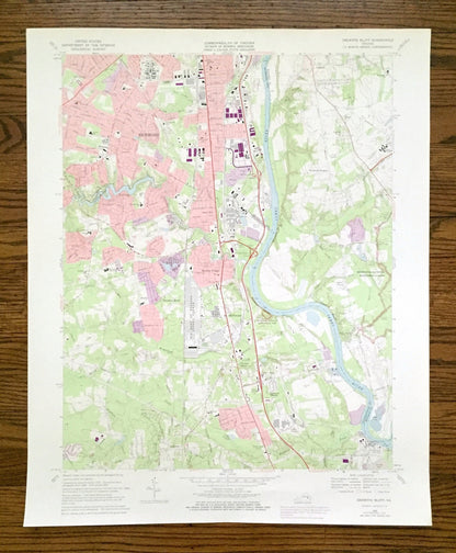 Antique Richmond, Virginia 1969 US Geological Survey Topographic Map – Chesterfield, Henrico County, Drewrys Bluff, South City, Bellwood, VA