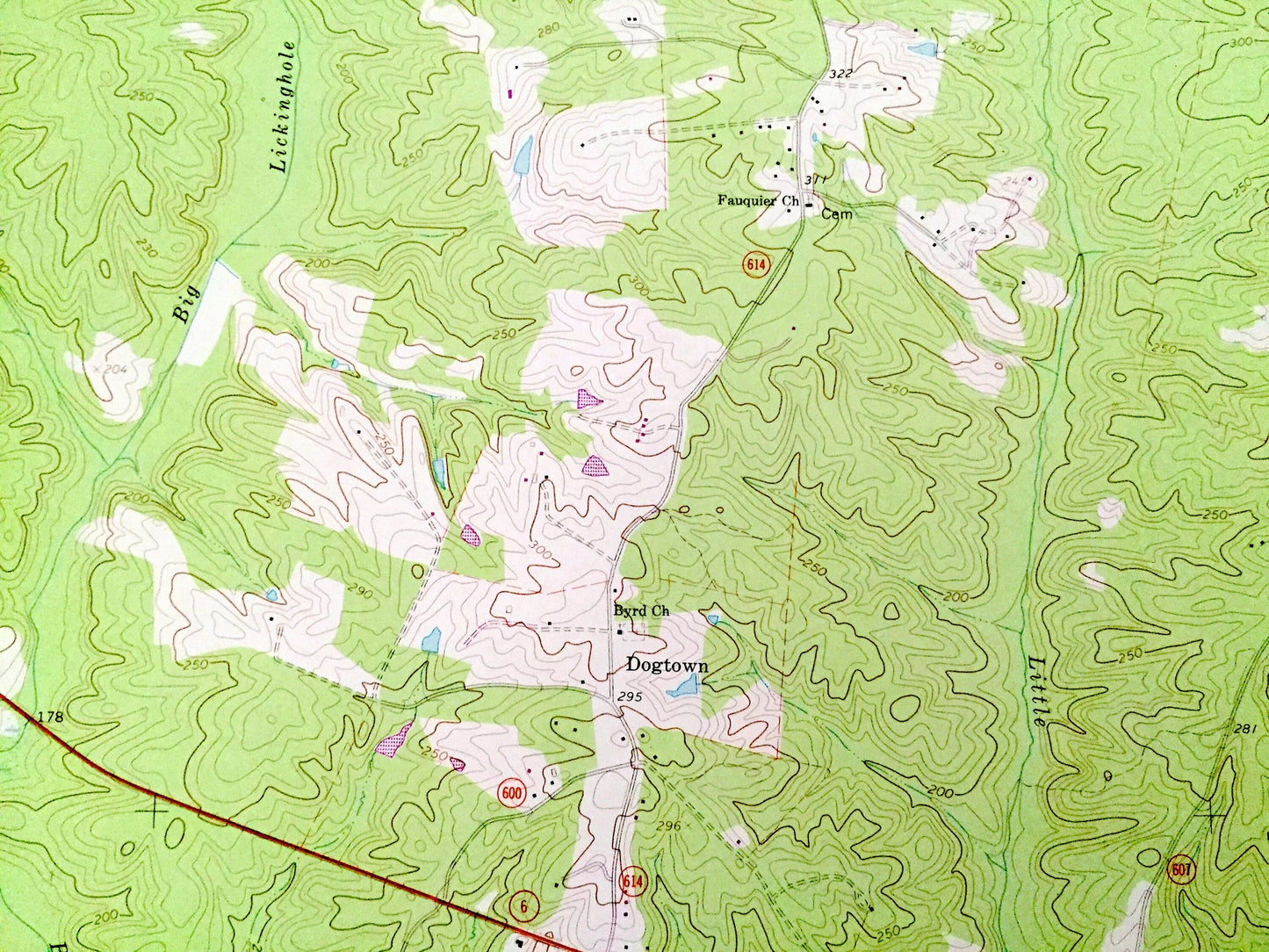 Antique Goochland, Virginia 1968 US Geological Survey Topographic Map – Powhatan County, State Park, James River, Maidens, Dogtown VA