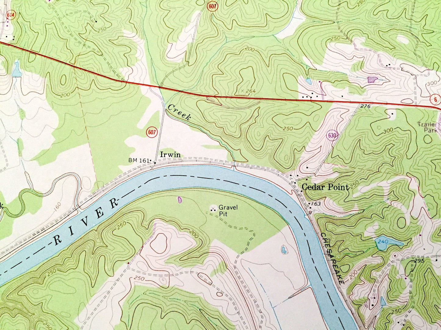 Antique Goochland, Virginia 1968 US Geological Survey Topographic Map – Powhatan County, State Park, James River, Maidens, Dogtown VA