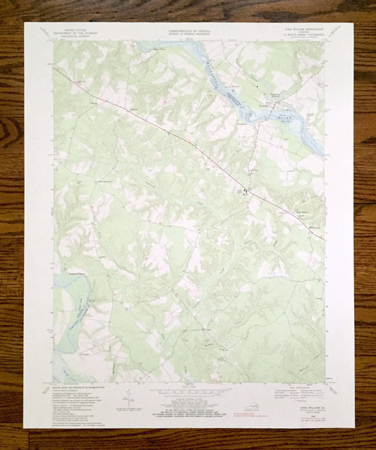 Antique King William, Virginia 1968 US Geological Survey Topographic Map – King and Queen, Hanover County, Mattaponi, Pamunkey River, VA