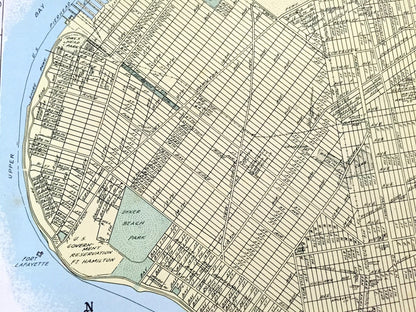 Antique Brooklyn Borough, New York 1941 Historical Atlas Map – Williamsburg, Greenpoint, Park Slope, Red Hook, Bushwick, Kings County NY NYC