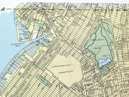 Antique Brooklyn Borough, New York 1941 Historical Atlas Map – Williamsburg, Greenpoint, Park Slope, Red Hook, Bushwick, Kings County NY NYC