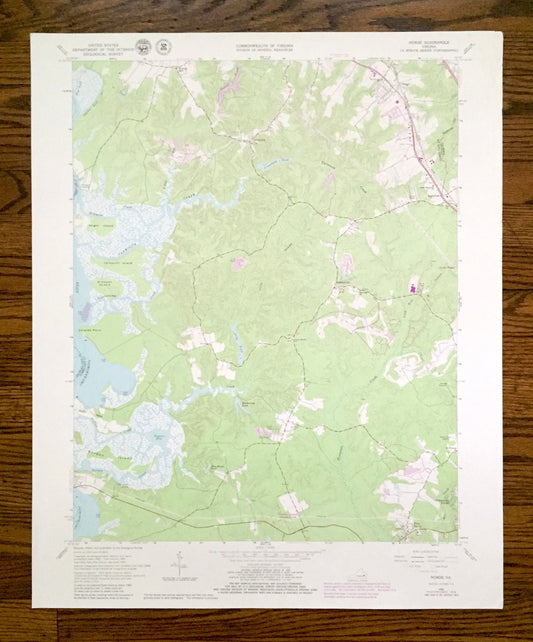 Antique Norge, Virginia 1965 US Geological Survey Topographic Map – James City County, Chickahominy River, Little Creek Reservoir, Toano, VA