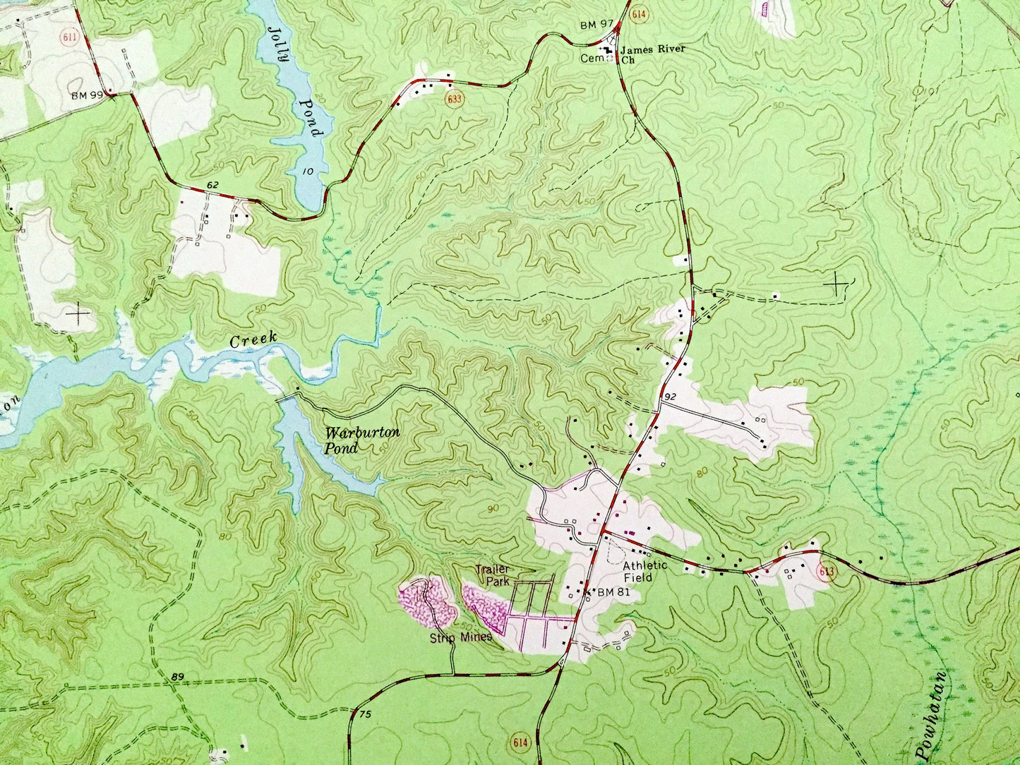 Antique Norge, Virginia 1965 US Geological Survey Topographic Map – James City County, Chickahominy River, Little Creek Reservoir, Toano, VA