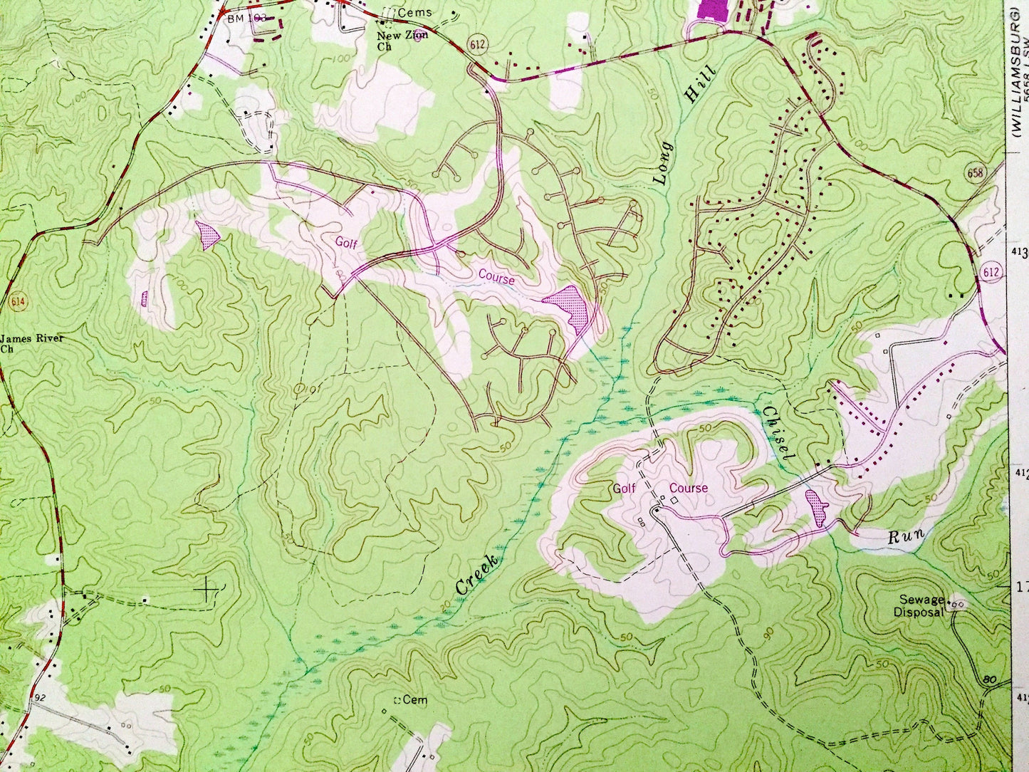 Antique Norge, Virginia 1965 US Geological Survey Topographic Map – James City County, Chickahominy River, Little Creek Reservoir, Toano, VA
