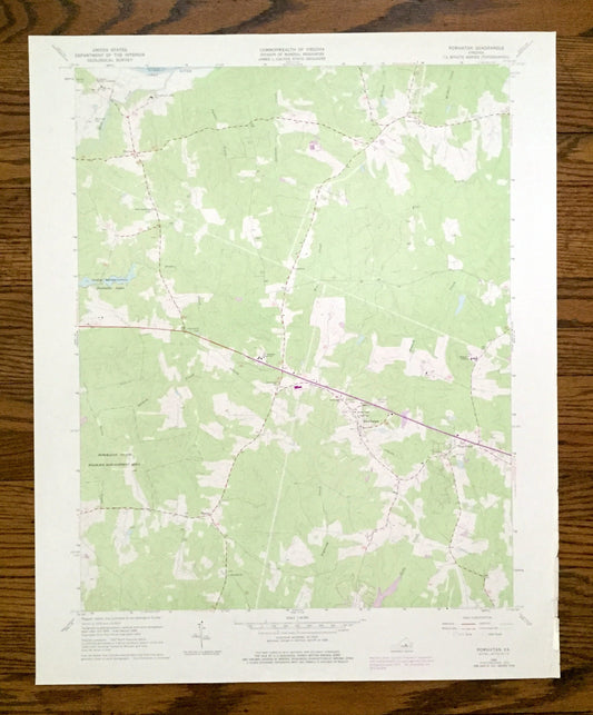 Antique Powhatan, Virginia 1966 US Geological Survey Topographic Map – County, Provost, Jefferson, Macon, State Wildlife Management Area, VA