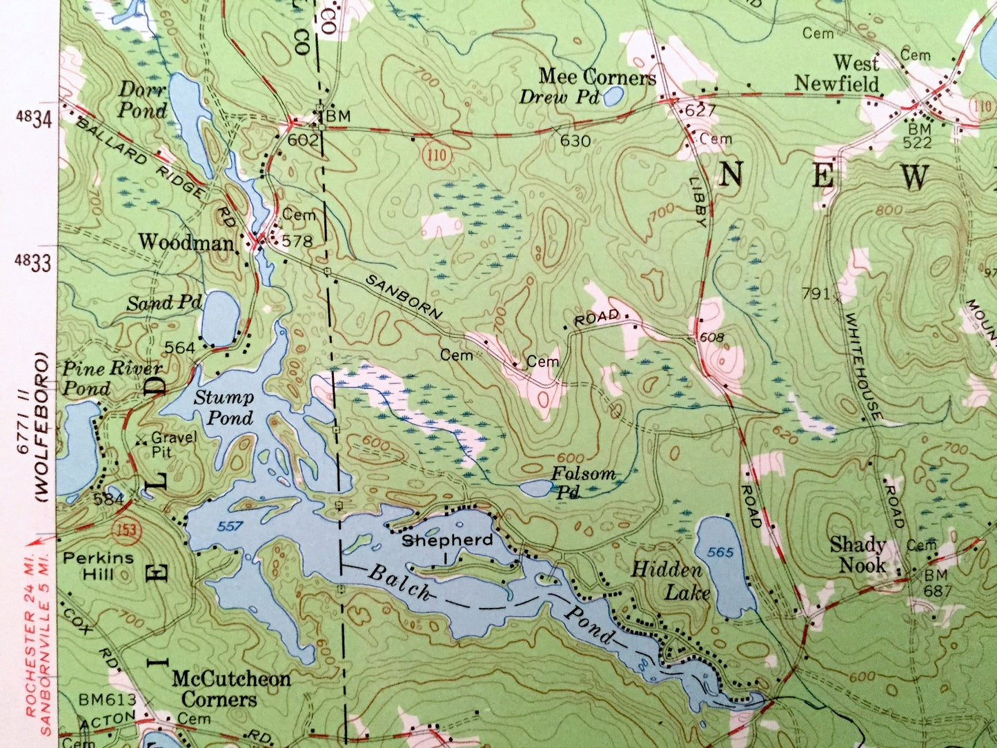 Antique Newfield, Maine 1958 US Geological Survey Topographic Map – York County, Parsonsfield, Limerick, Alfred, Milton, New Hampshire, ME