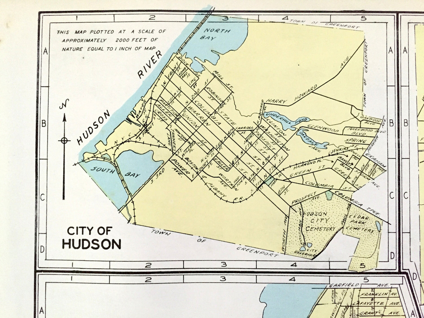 Antique Niagara Falls, Hudson, Cortland & Glen Cove, New York 1941 Historical Atlas City Street Map – Nassau, Columbia County, River Valley