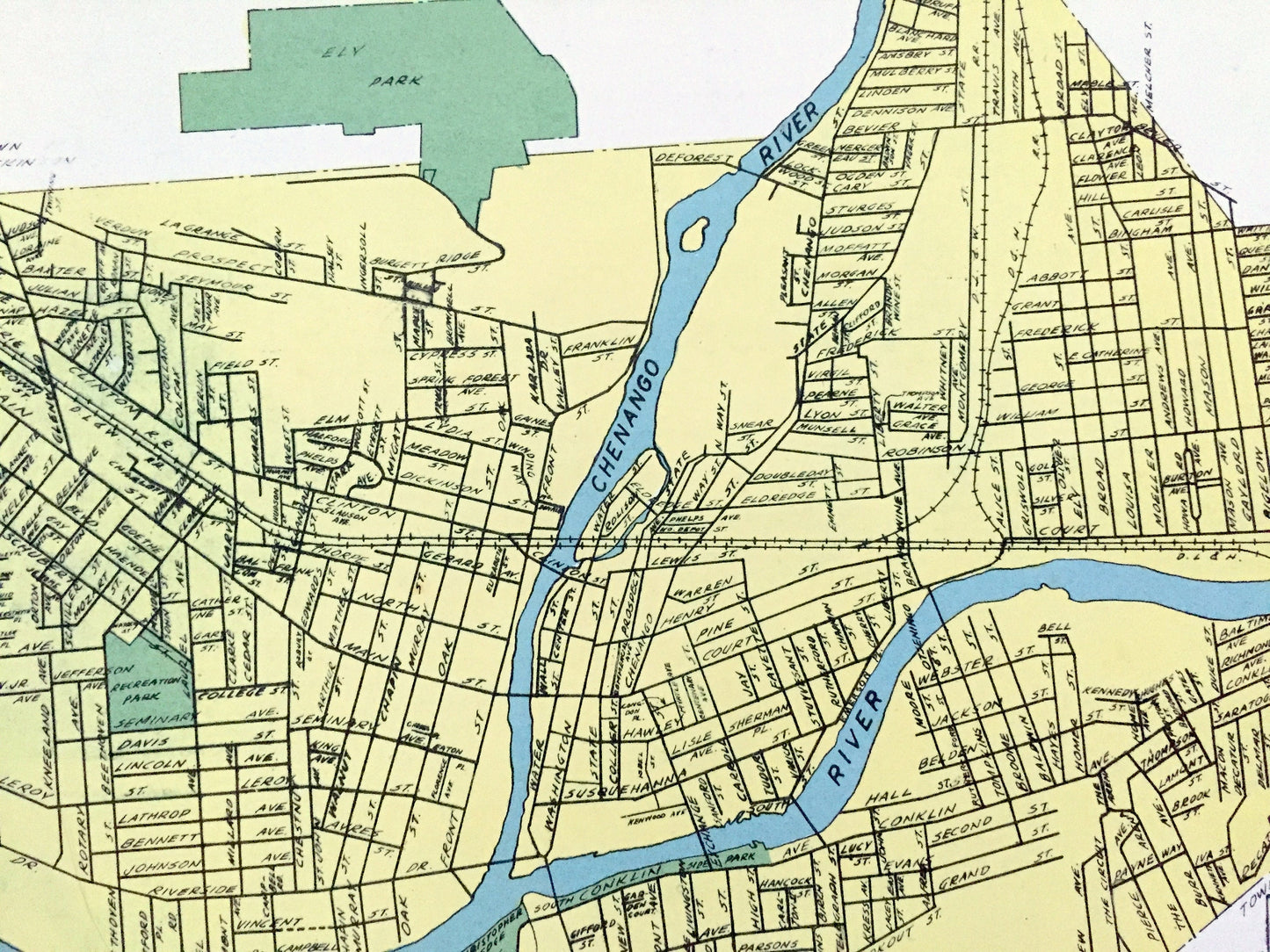 Antique Binghamton, Hornell, Ogdensbug & Amsterdam, New York 1941 Historical Atlas City Street Map – Broome, Steuben, St Lawrence County, NY