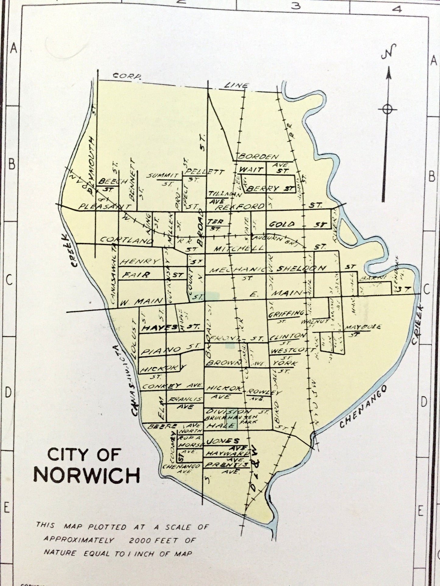 Antique Kingston, Newburgh, Norwich, Beacon & Ithaca, New York 1941 Historical Atlas City Street Map – Ulster, Orange, Dutchess County, NY