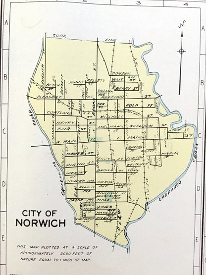 Antique Kingston, Newburgh, Norwich, Beacon & Ithaca, New York 1941 Historical Atlas City Street Map – Ulster, Orange, Dutchess County, NY