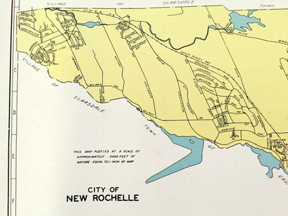 Antique New Rochelle & Troy, New York 1941 Historical Atlas City Street Map – Westchester, Rensselaer County, Hudson River Valley, NY