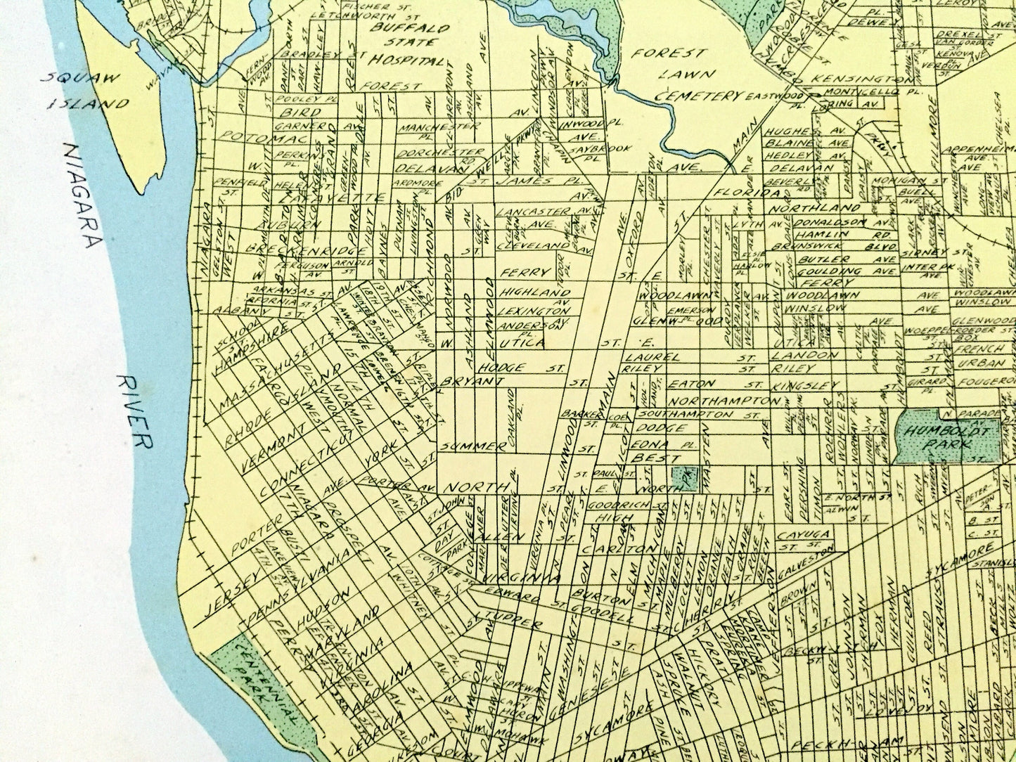 Antique Buffalo, New York 1941 Historical Atlas City Street Map – Erie County, Niagara River, Allentown, Kaisertown, University Heights, NY
