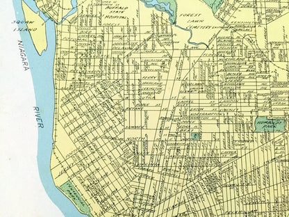 Antique Buffalo, New York 1941 Historical Atlas City Street Map – Erie County, Niagara River, Allentown, Kaisertown, University Heights, NY
