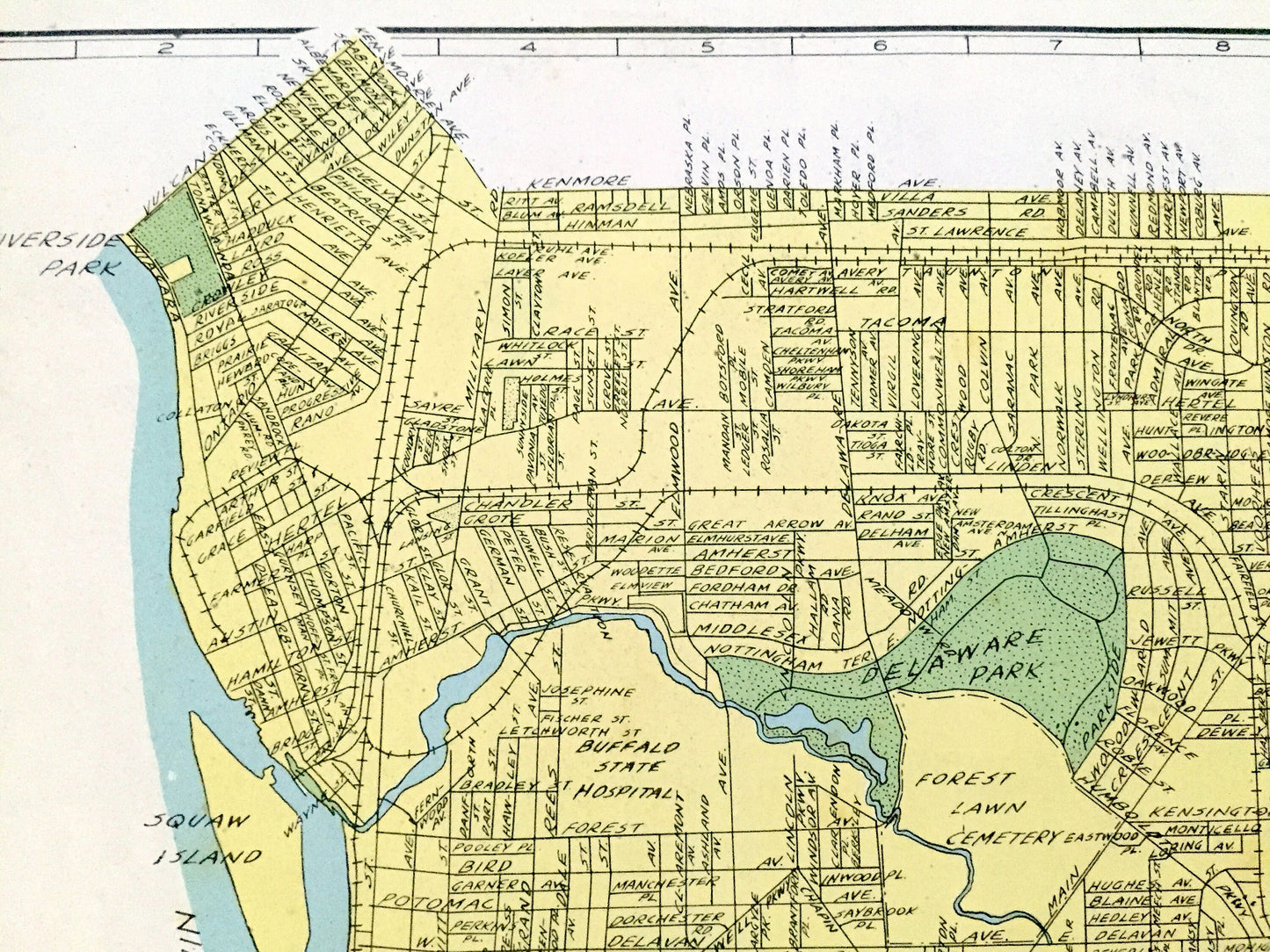 Antique Buffalo, New York 1941 Historical Atlas City Street Map – Erie County, Niagara River, Allentown, Kaisertown, University Heights, NY