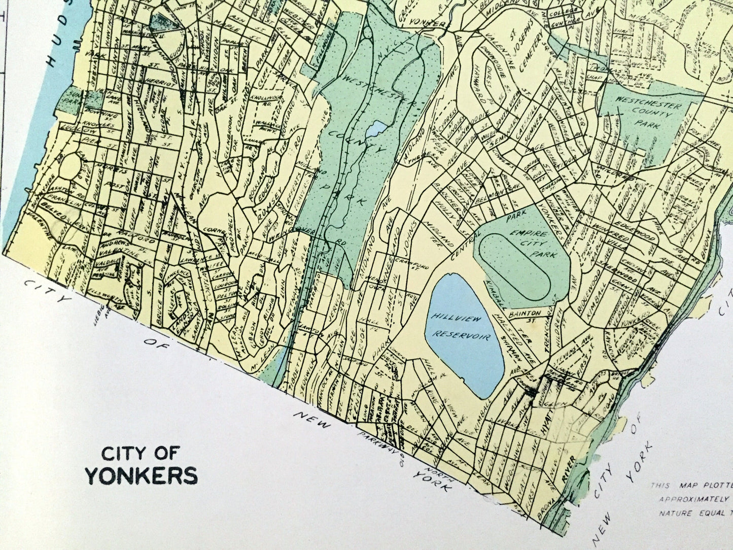 Antique Yonkers, Rensselaer & Mechanicville, New York 1941 Historical Atlas City Street Map – Hudson River Valley, Westchester County, NY
