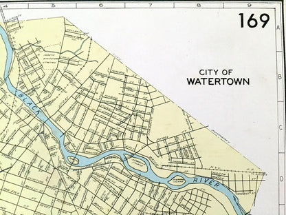 Antique Geneva, Watertown, Tonawanda & Batavia, New York 1941 Historical Atlas City Street Map – Ontario, Seneca, Jefferson, Erie County, NY