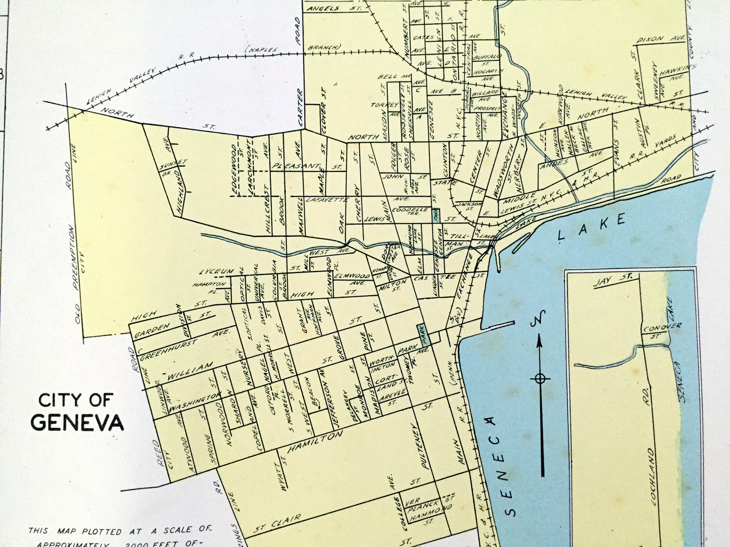 Antique Geneva, Watertown, Tonawanda & Batavia, New York 1941 Historical Atlas City Street Map – Ontario, Seneca, Jefferson, Erie County, NY