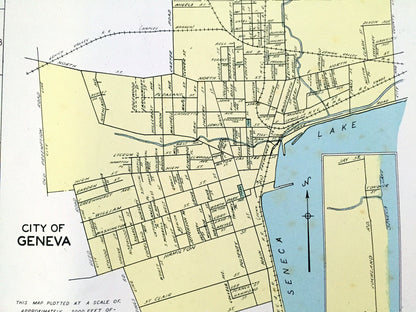 Antique Geneva, Watertown, Tonawanda & Batavia, New York 1941 Historical Atlas City Street Map – Ontario, Seneca, Jefferson, Erie County, NY