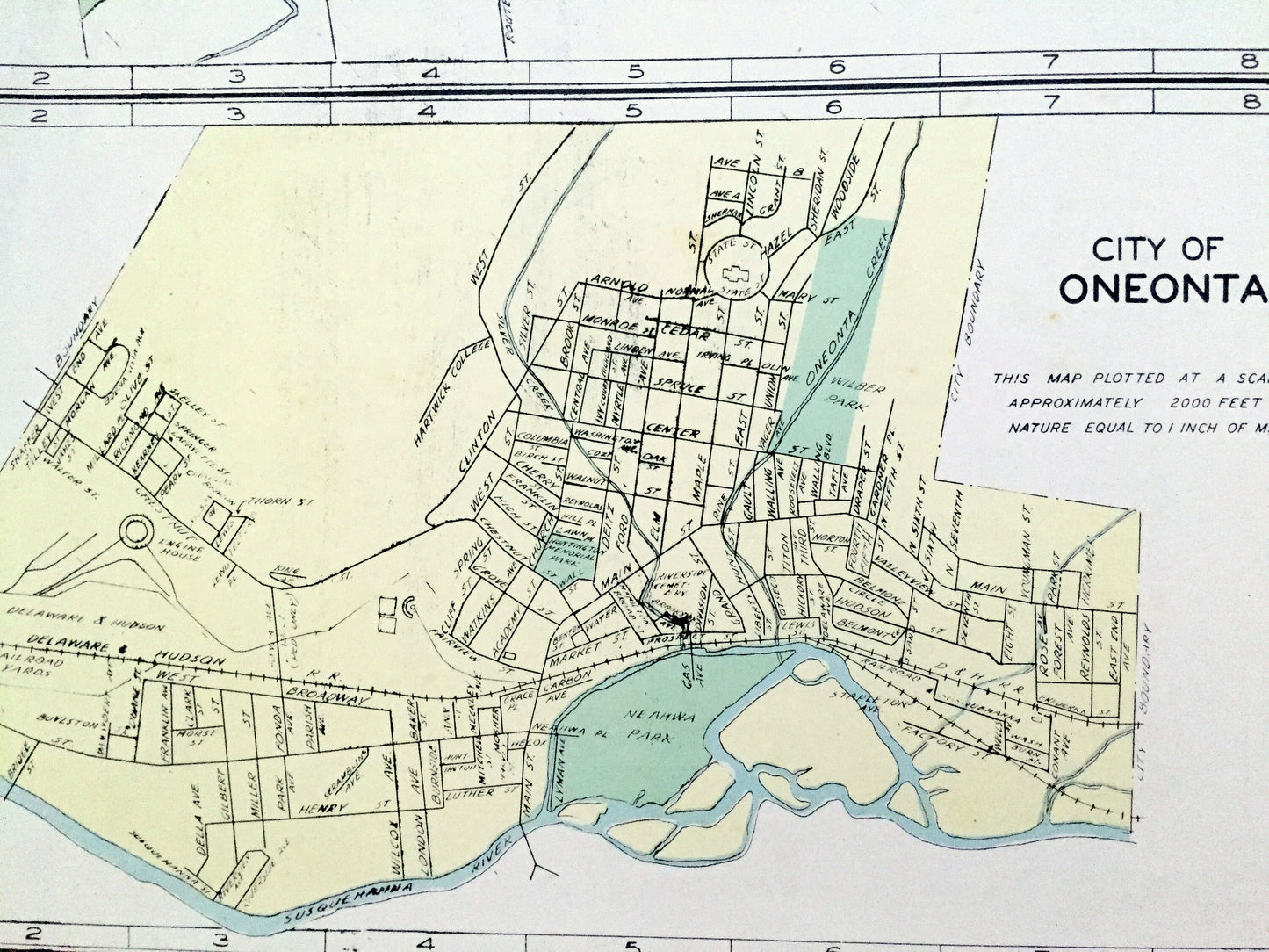 Antique Saratoga Springs, Peekskill, Oneonta & Rome, New York 1941 Historical Atlas City Street Map – Westchester, Otsego, Oneida County, NY