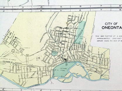 Antique Saratoga Springs, Peekskill, Oneonta & Rome, New York 1941 Historical Atlas City Street Map – Westchester, Otsego, Oneida County, NY
