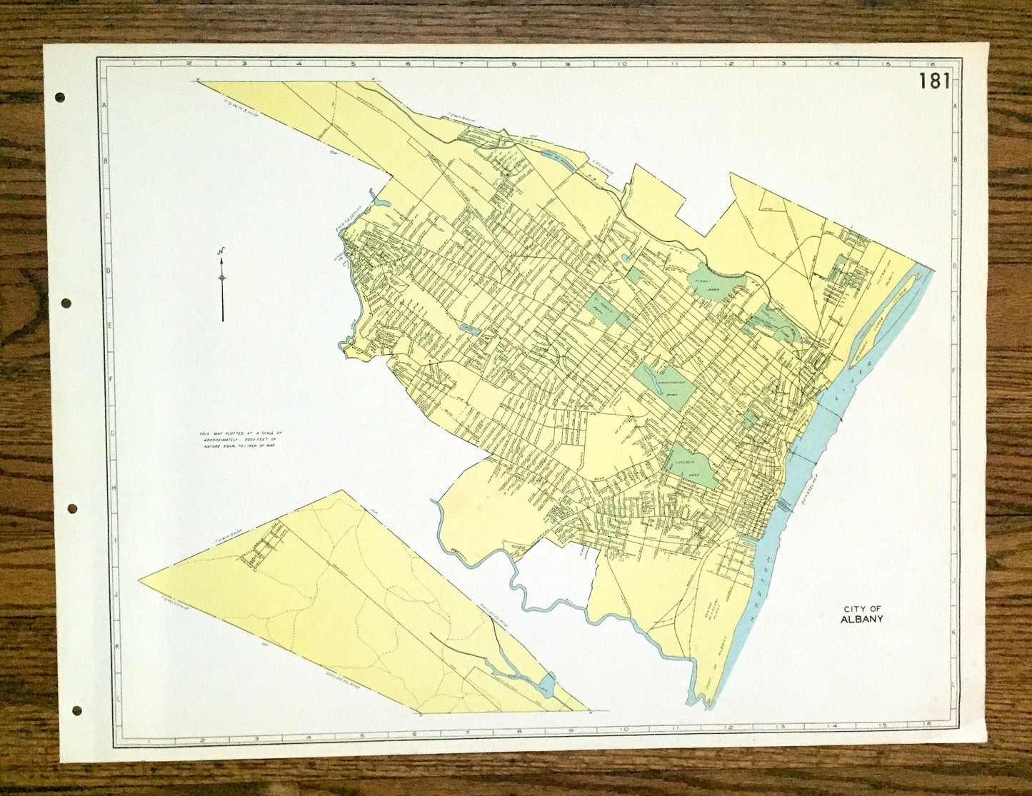 Antique Albany, New York 1941 Historical Atlas City Street Map – County, Hudson River Valley, Center Square, Pine Hills, Beverwyck, NY