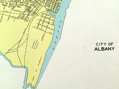 Antique Albany, New York 1941 Historical Atlas City Street Map – County, Hudson River Valley, Center Square, Pine Hills, Beverwyck, NY