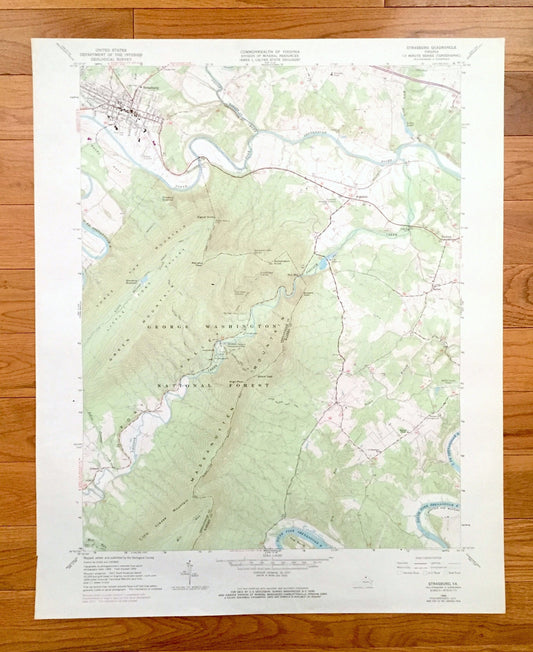 Antique Strasburg, Virginia 1966 US Geological Survey Topographic Map – Waterlick, Washington National Forest, Buckton Dilbeck Shenandoah VA
